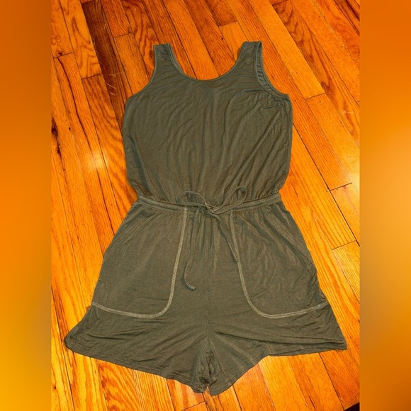 Adome Sleeveless Olive Green Romper - Picture 1 of 6